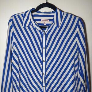 JUICY COUTURE Kyra Stripe Blouse - Blue - Size XS